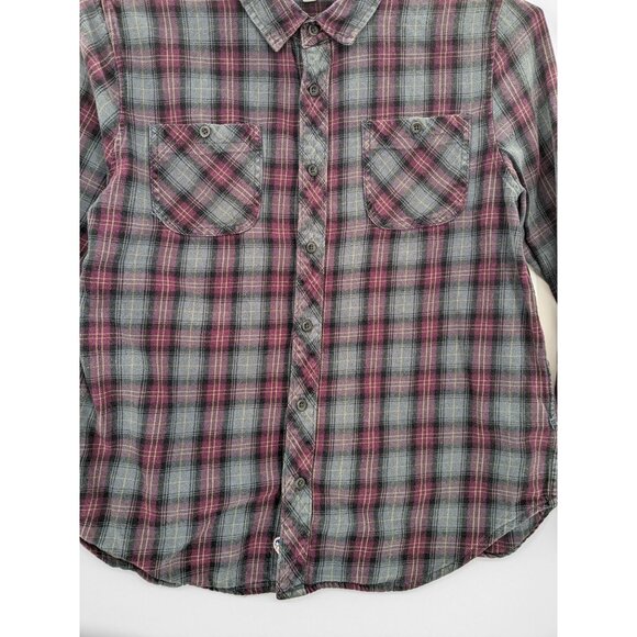 Junk Food Plaid Flannel Button Up Shirt Women Size L Grunge Western 90s Indie - Picture 3 of 9